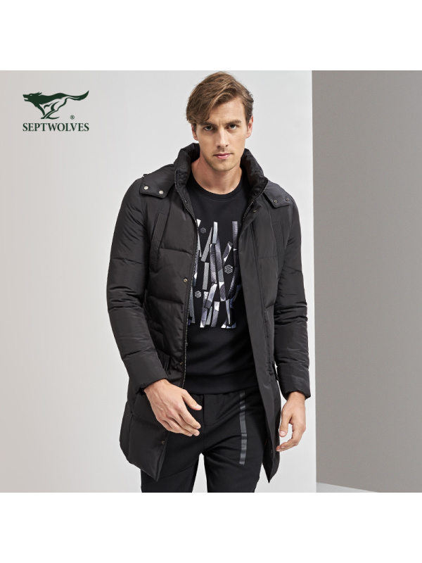 七匹狼男装中长款羽绒服男士外套中年加厚保暖冬季新款