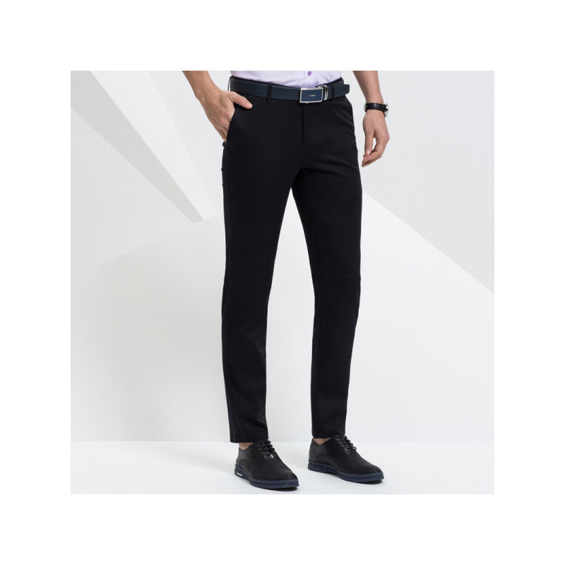 才子男装tries休闲裤男士纯色裤子简约百搭修身直筒版休闲长裤