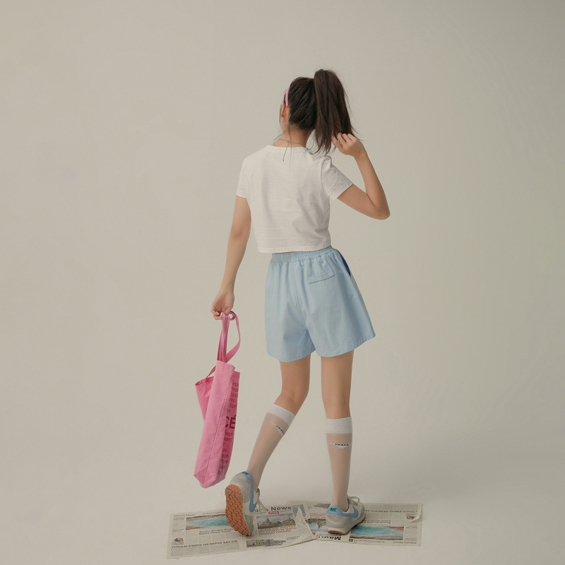 OtherMix贴布纯色休闲短裤女2021年夏季新款时尚高腰薄款阔腿裤子