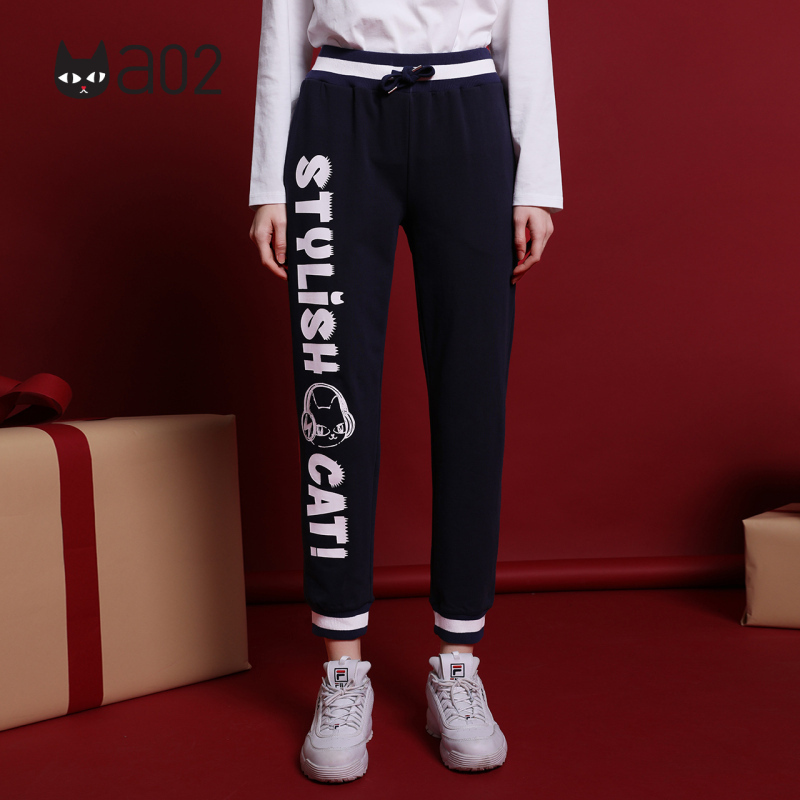 a02新款2020时尚字母印花显瘦春季运动裤休闲裤女DTV1A0691PN