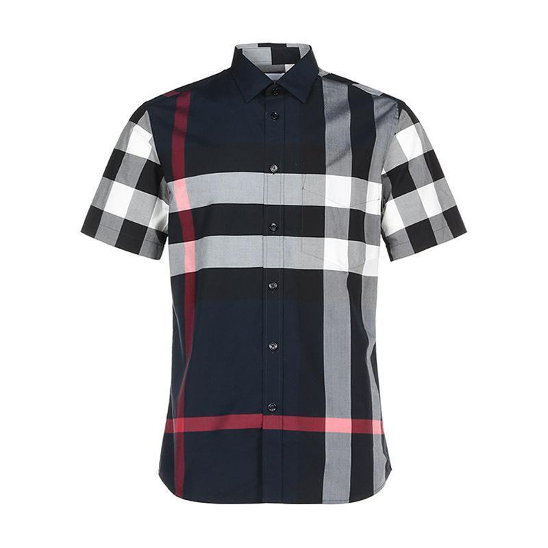 burberry博柏利男款棉质修身版短袖衬衫80208551视频