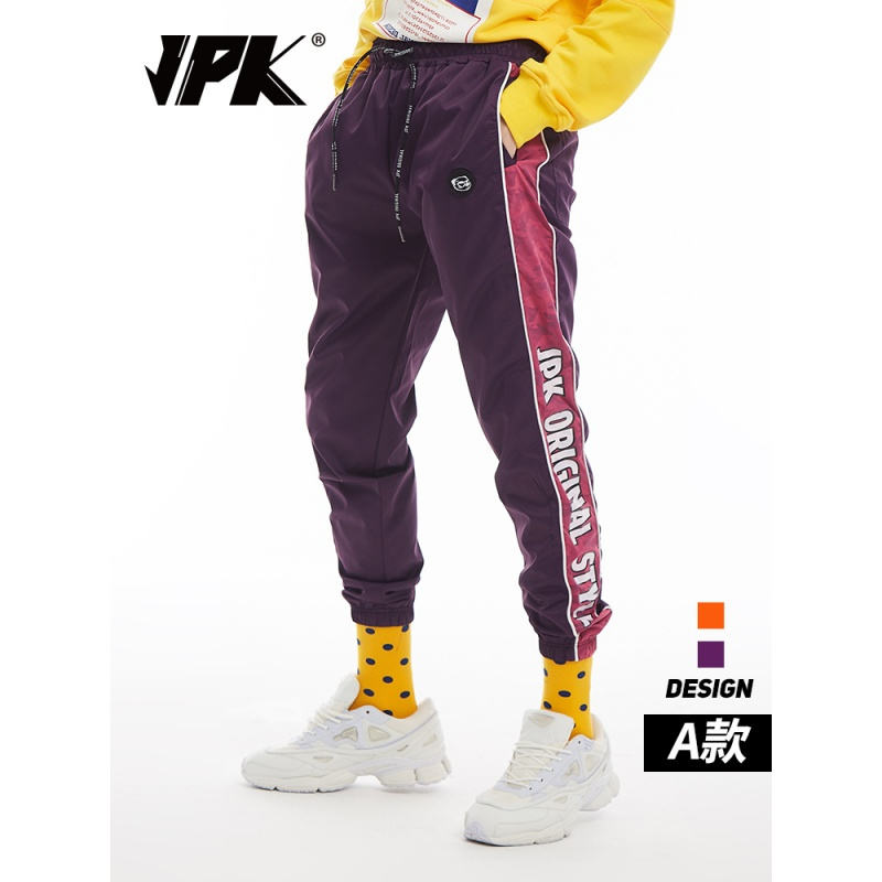 JPK原创设计潮牌秋冬国潮街头港风紫色ins风大码束脚裤休闲裤子男