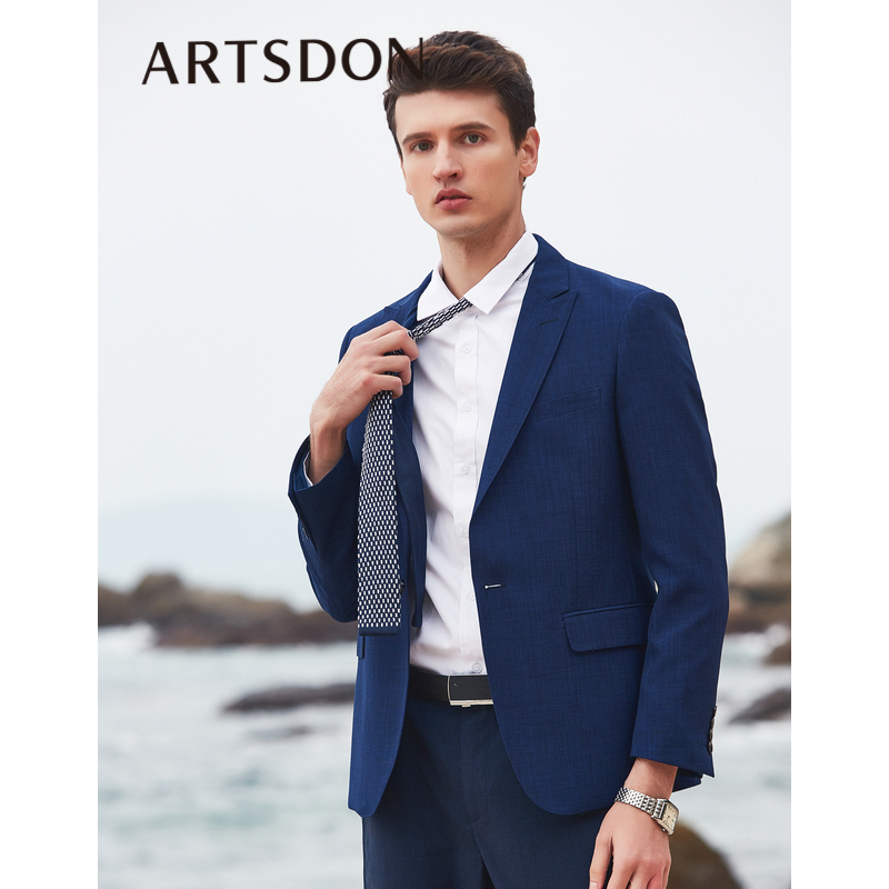 Artsdon/阿仕顿男装舒适平驳领休闲西服春秋季简约外套男