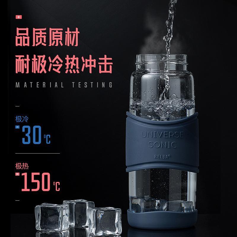 物生物(RELEA)玻璃杯水杯耐热防摔男女创意随手杯茶杯便携泡茶车载杯子580ml