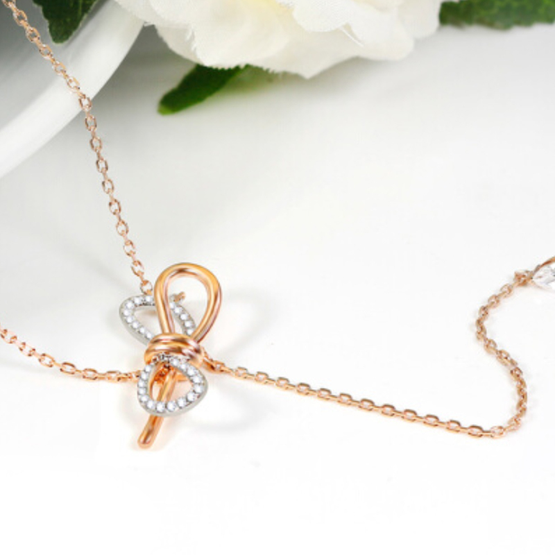 Swarovski（施华洛世奇） Lifelong Bow系列 蝴蝶结项链 玫瑰金色 5447082