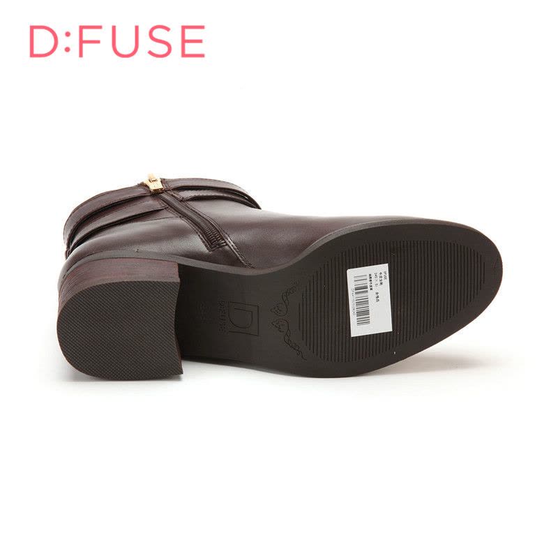 迪芙斯D:FUSE牛皮圆头中跟拉链皮带装饰深口女鞋DF44115016图片