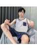 睡衣男夏季棉质背心短裤薄款无袖男士大码可外穿青少年家居服套装