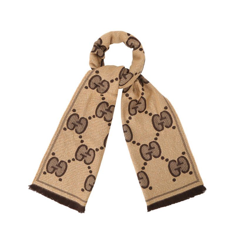 预订GUCCI\古驰 LOGO款 GG羊毛提花 围巾 45x195CM图片