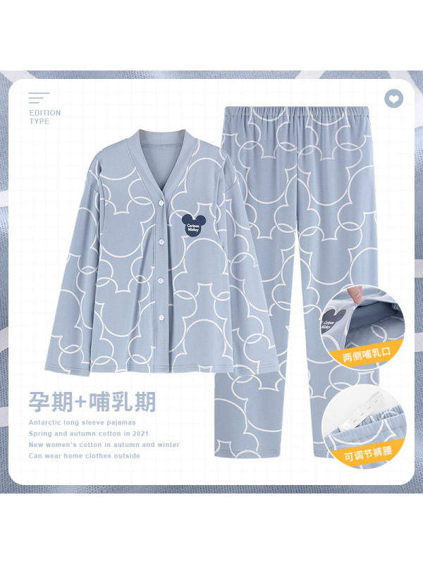 Ceba月子服春秋款家居服产后哺乳喂奶孕妇睡衣夏季薄款怀孕期