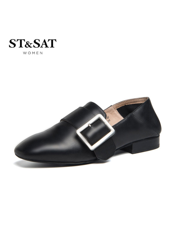 St&Sat/星期六牛皮方头皮带扣女单鞋SS71111246