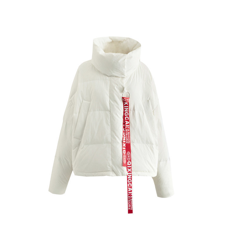 茵曼2018春装新款翻领短款白鸭绒短款保暖防寒羽绒服女