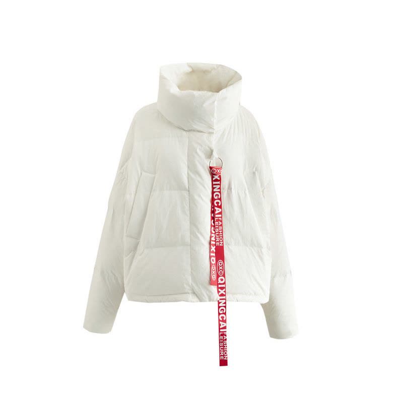 茵曼2018春装新款翻领短款白鸭绒短款保暖防寒羽绒服女图片