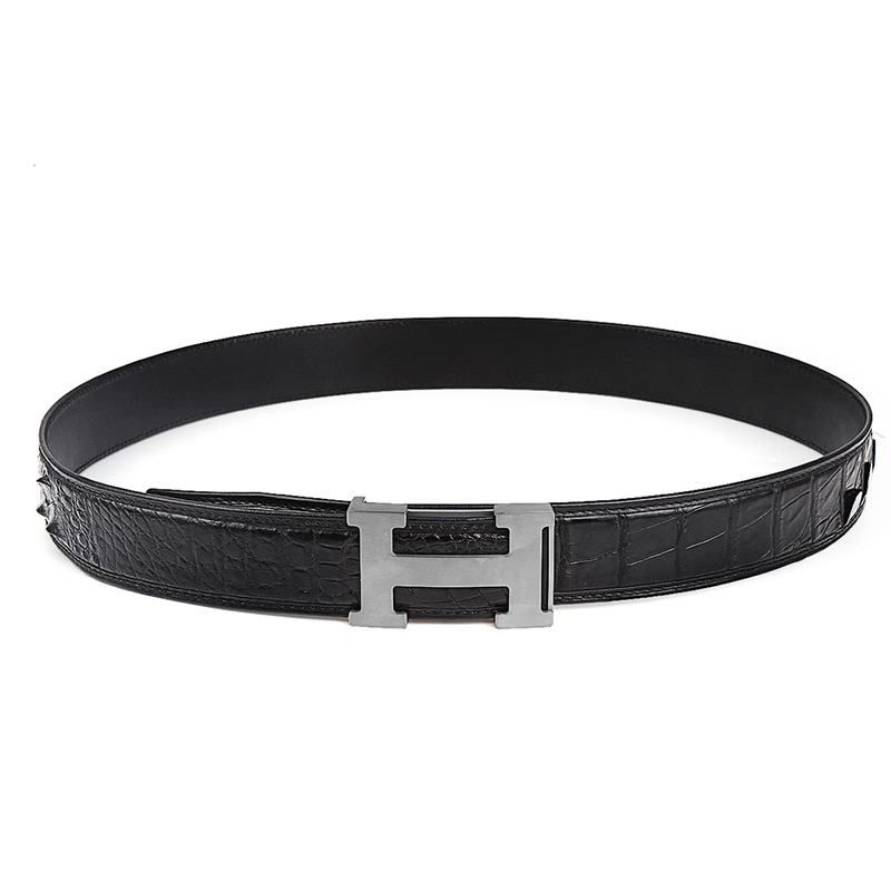 板扣男生休闲礼物礼盒男裤腰带真皮腰带头层牛皮鳄鱼皮男士皮带