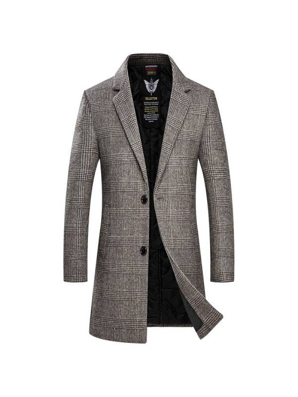 秋冬新款毛呢大衣男士加厚修身中长羊毛外套羊毛呢大衣男