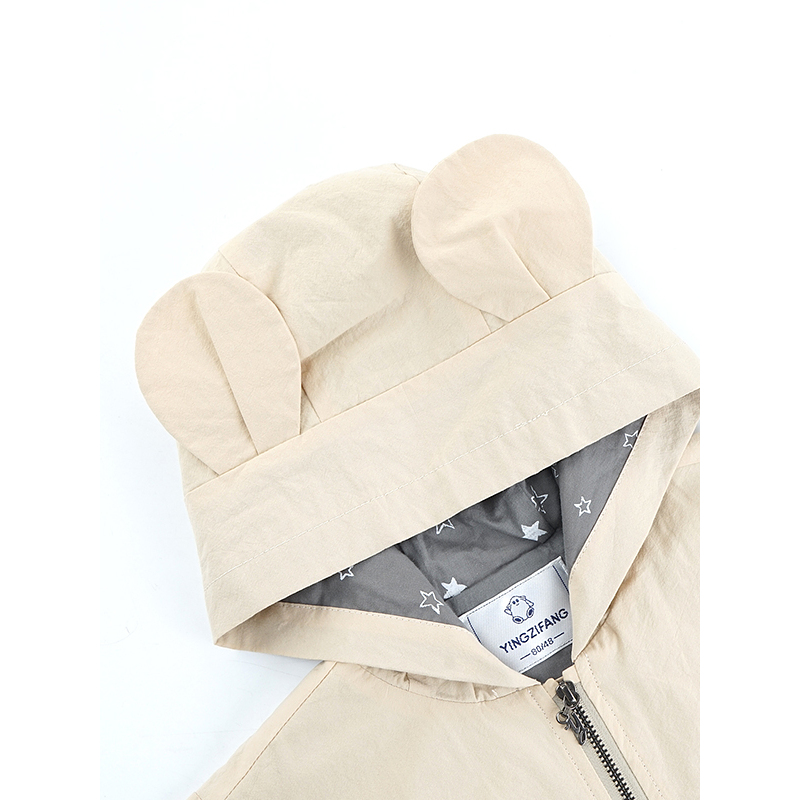 男女童春季新品外套长袖拉链带耳朵帽子时尚外出服1-5岁80-120cm