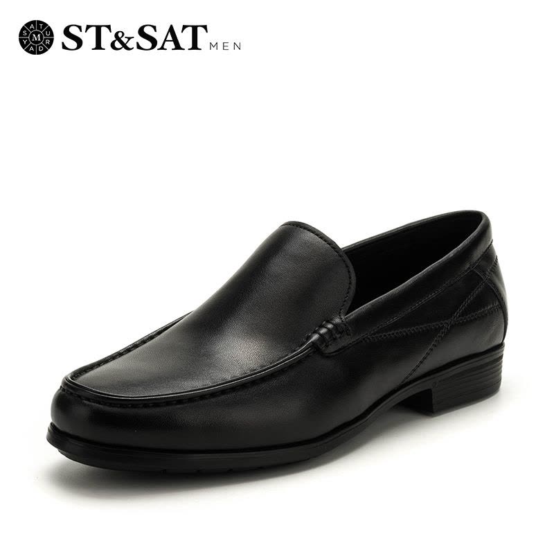星期六(ST&SAT)男鞋牛皮革圆头低跟方跟商务休闲鞋SS81125415图片