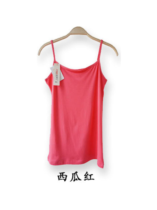 夏季莫代尔女士吊带弹力背心大码宽松小背心纯黑色打底衫
