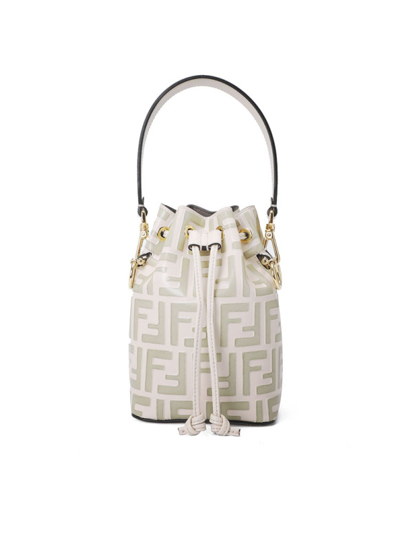 FENDI 芬迪 MON TRESOR 女士单肩包 水桶包迷你 FF标识FF压纹8BS010金扣