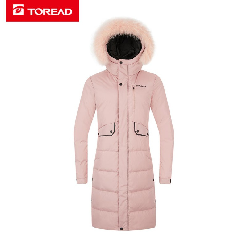 探路者toread户外运动长款羽绒服户外女式羽绒外套防泼水500蓬鹅绒