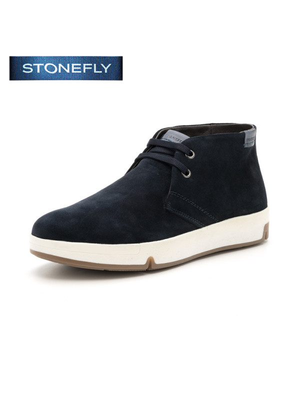 斯通富来STONEFLY牛皮尖头平跟套脚光面短靴男鞋SD64122881