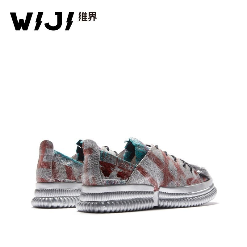 WIJI冬季新款时尚摩登手绘牛仔鞋休闲个性炫酷潮流透气舒适女鞋女图片