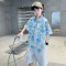男童短袖衬衫套装夏季新款潮儿童夏装衣服男孩衬衣三件套炸街