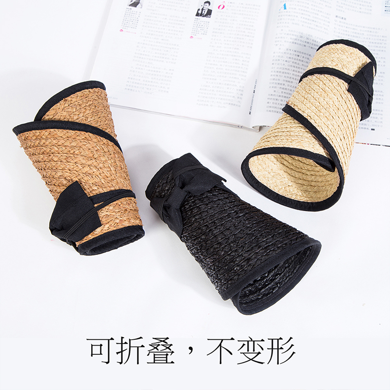 宏达HONDAR 夏日度假大檐空顶遮阳防晒拉菲草帽