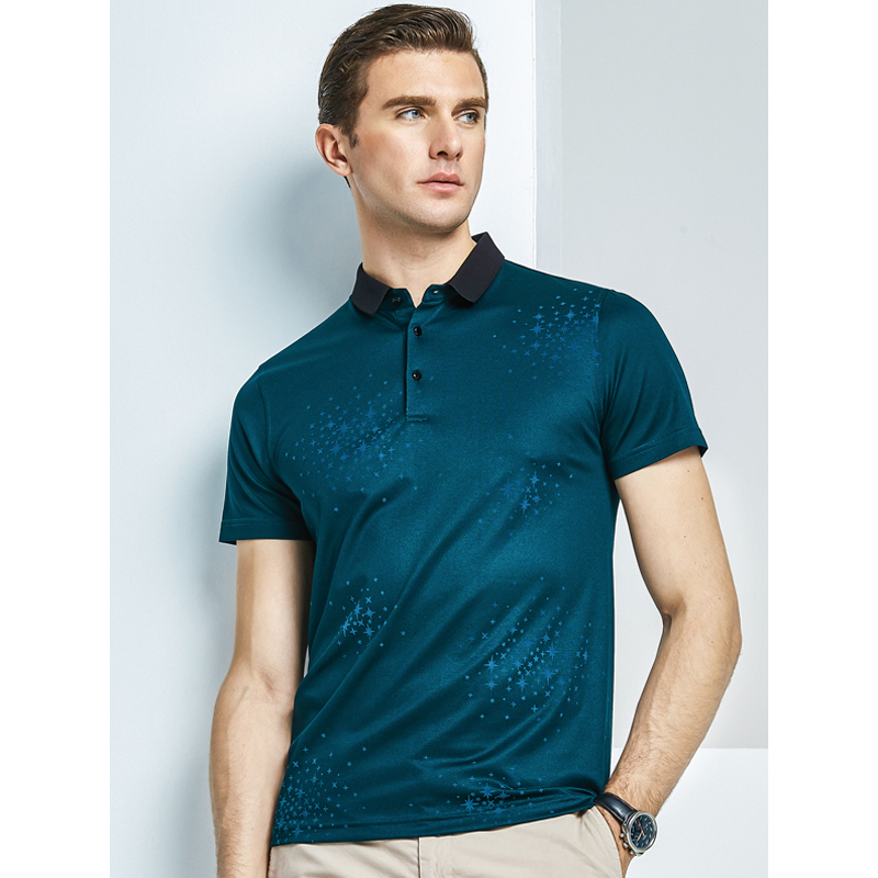 雅鹿男士短袖t恤夏季翻领2019中青年商务简约半袖t恤polo衫