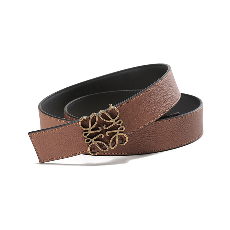 罗意威loewe男士粒面牛皮革anagram扣不可裁剪双面皮带腰带e619z20x04