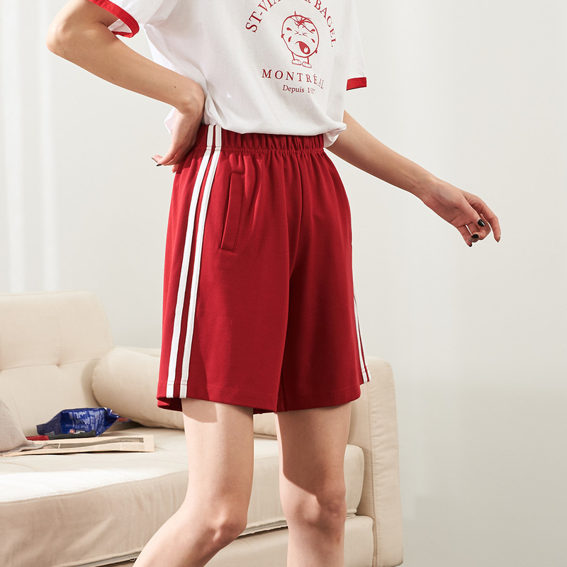 唐狮2019新款运动短裤女夏宽松高腰休闲短裤女黑色跑步短裤女学生