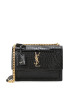 圣罗兰 YSL SUNSET 口盖包中号 字母LOGO鳄鱼纹442906金链 女士斜挎单肩包