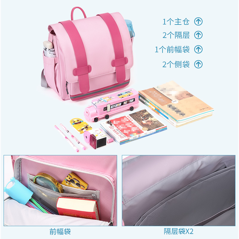 第九城（V.NINE） 小学生书包女孩1-3年级英伦卡通可爱轻便双肩包学前班儿童背包