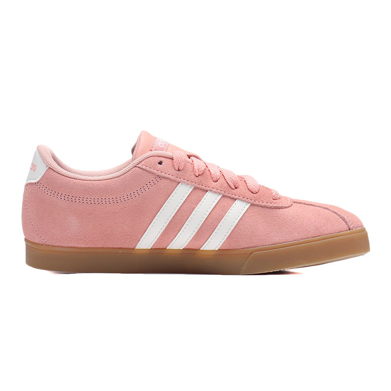 adidas女鞋板鞋翻毛皮粉色低帮休闲运动鞋F35767 F35767深粉+白色