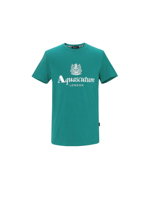 雅格狮丹AQUASCUTUM 男士T恤 LOGO印花棉质QMT001M0