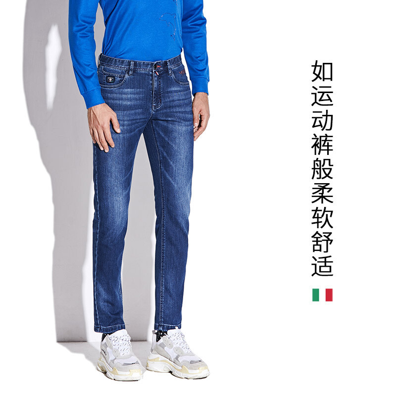 GA男装GIOVANNIALESSASNDRO秋亲肤舒适内磨毛微弹力牛仔裤