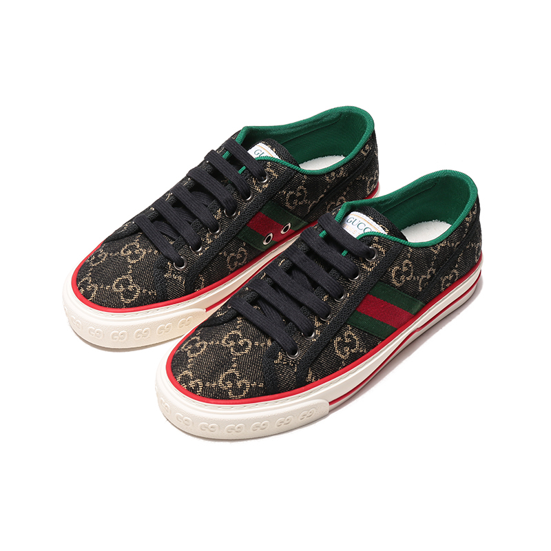 古驰gucci女士织物系带休闲运动鞋板鞋帆布鞋606110un320