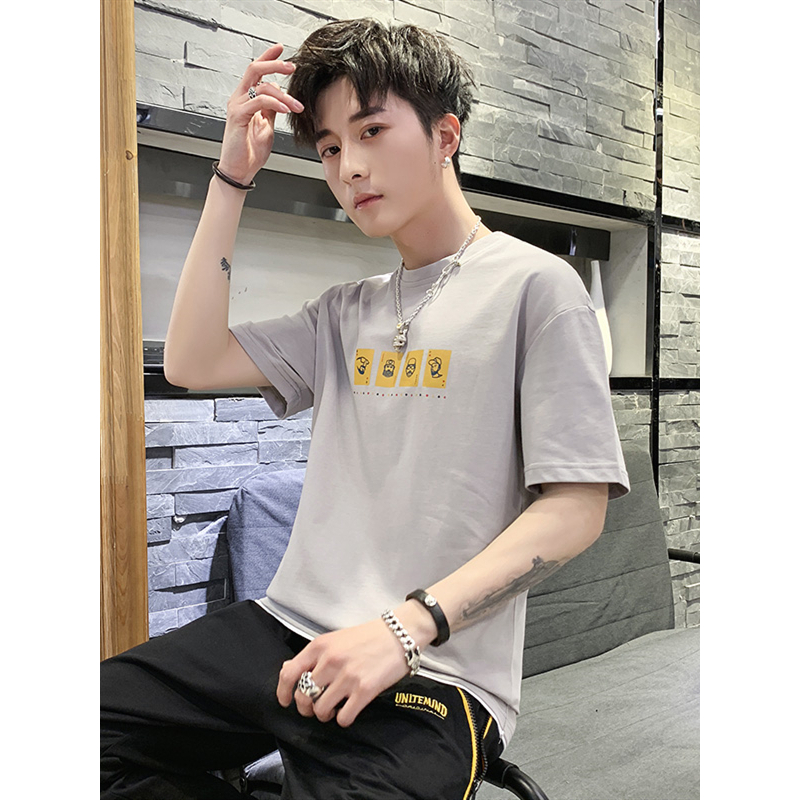 三弦(LA CORDE)夏季青少年纯色打底衫体恤大码短袖T恤男百搭男士上衣国潮牌LA-MD-9166