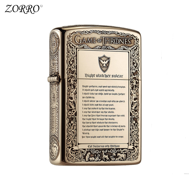 zorro佐罗煤油防风打火机五面冰与火创意深雕复古打火机