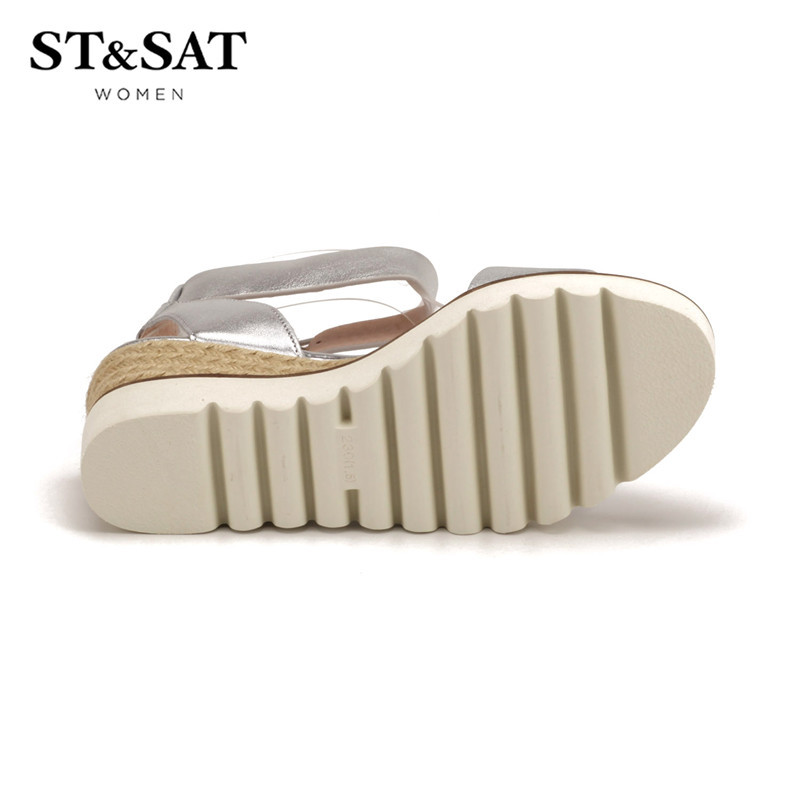 星期六ST&SAT牛皮高跟搭扣纯色凉鞋女SS62118144