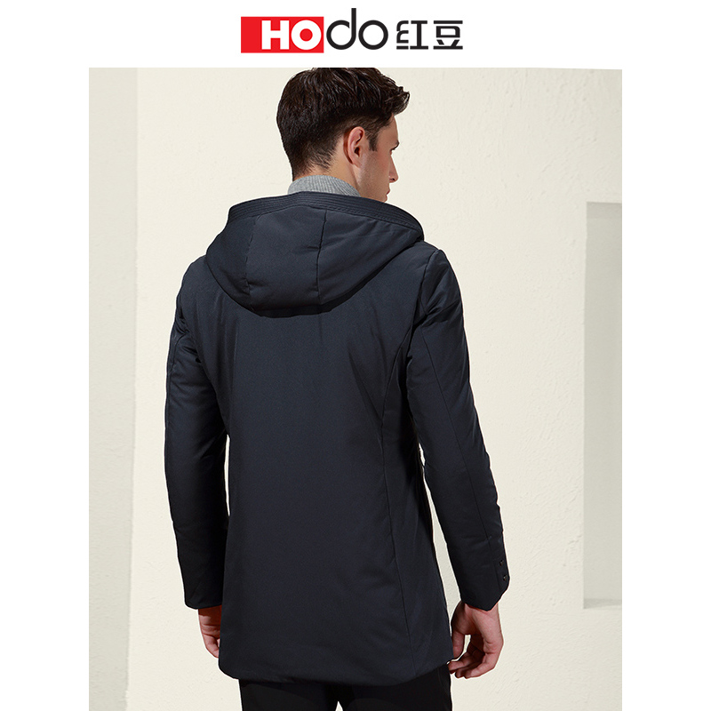 HODO红豆男装冬季男士羽绒服轻时尚气质连帽中长款运动风羽绒服男外套