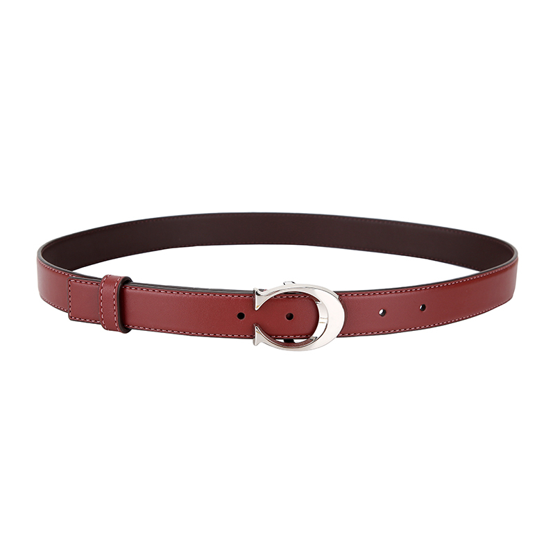 coach蔻驰奢侈品女士酒红色皮革腰带皮带f83960svl3us