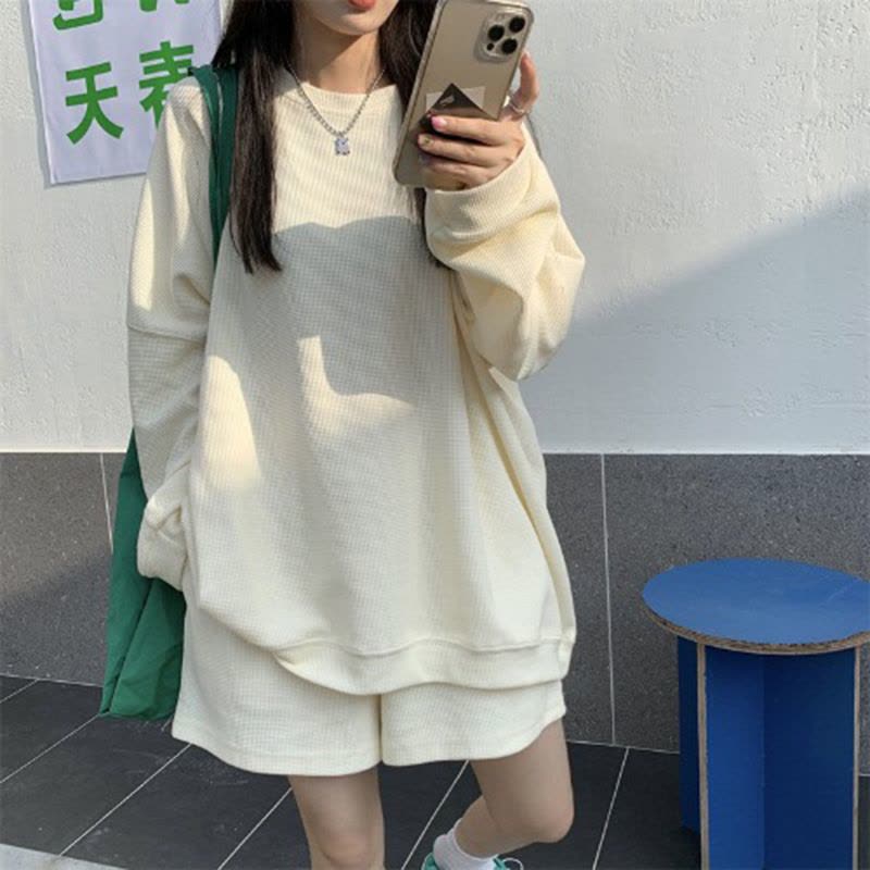 米尼绒棉质卫衣女秋装新款韩版纯色无帽薄款外套ins潮宽松上衣服图片