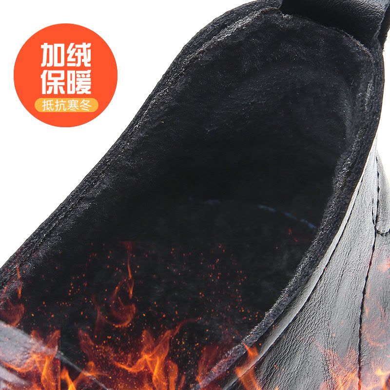真皮男鞋子秋冬季新款保暖棉鞋软面厚底百搭男士加绒休闲皮鞋图片