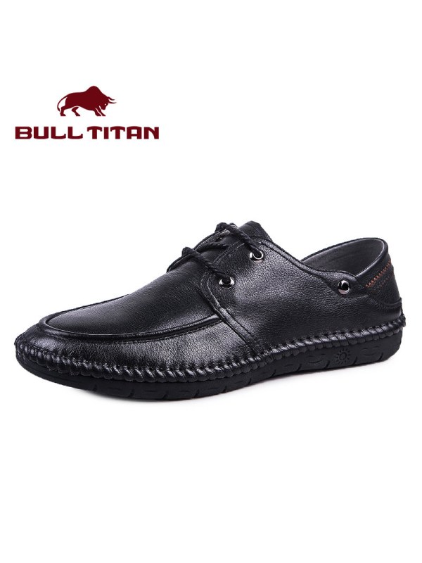 公牛巨人真皮休闲皮鞋男软面皮软底春季户外英伦潮流舒适韩版男鞋
