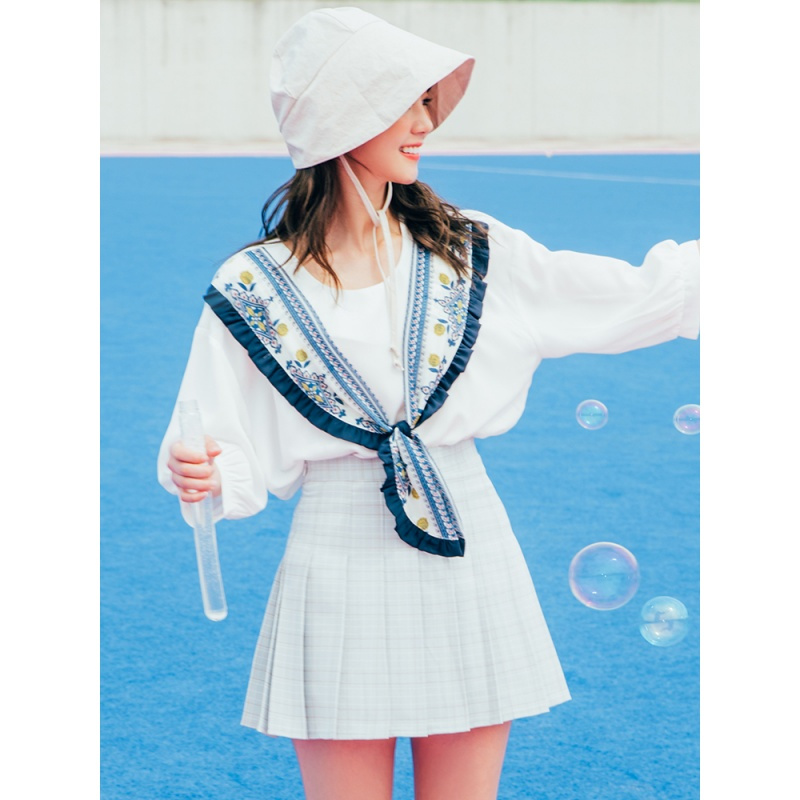 韩都衣舍2018韩版女装夏装新款宽松显瘦可爱雪纺衫NG9640茵0528