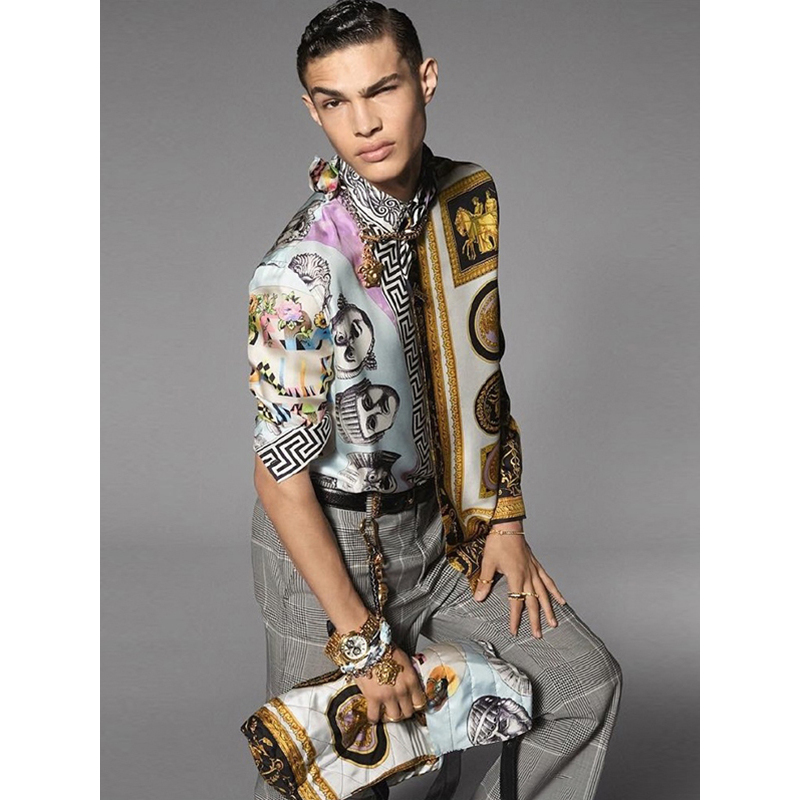 范思哲/VERSACE 19春夏新品 男士长袖翻领衬衫 意大利 新款
