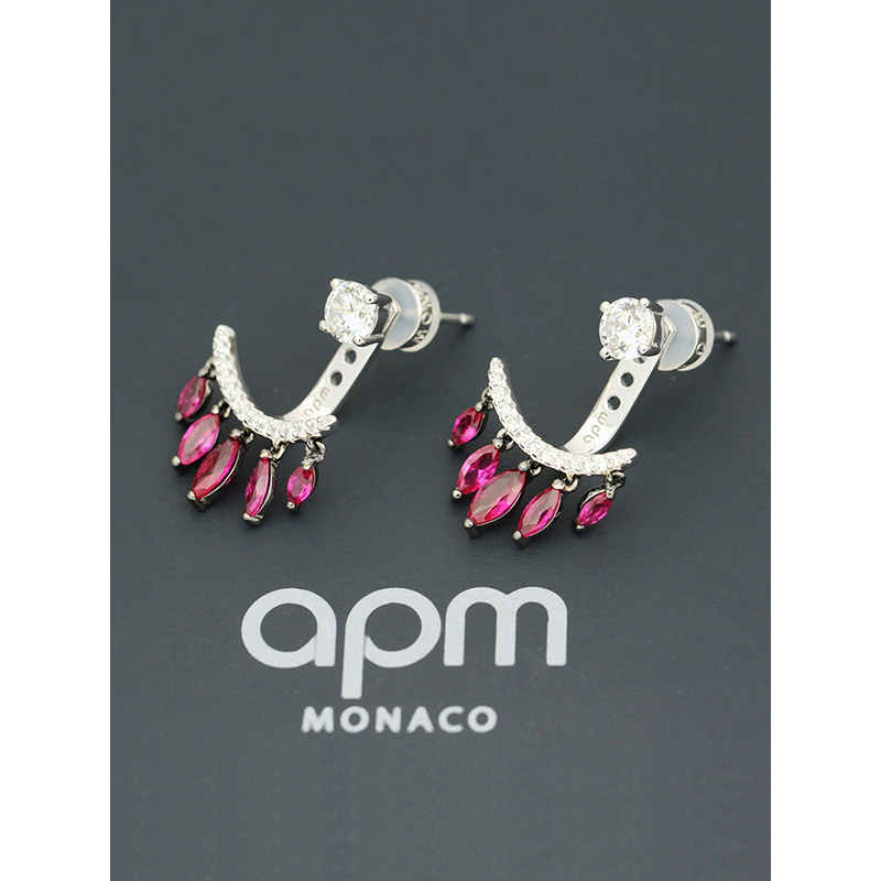 【apm MONACO】瀑布水滴耳钉气质925银耳饰时尚流行女士耳坠银耳环饰品奢华贵族七夕礼物