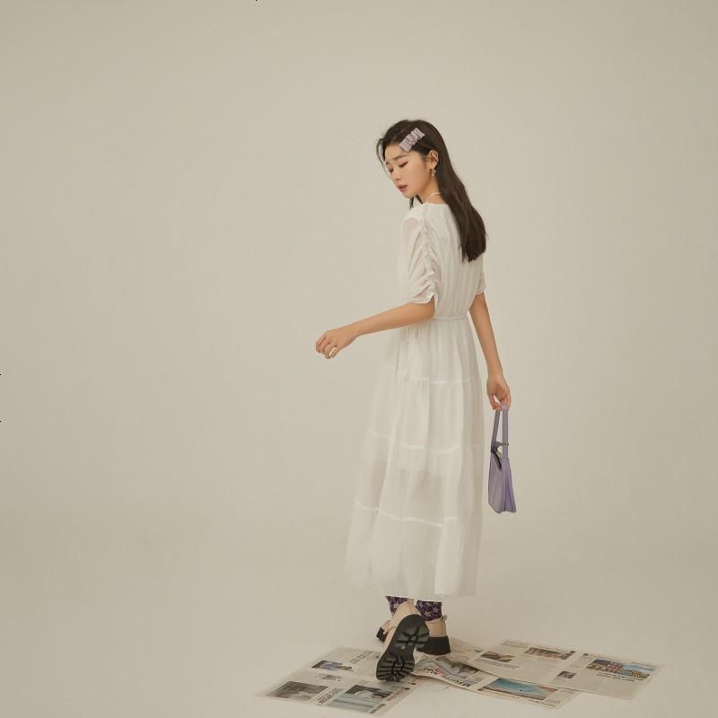 OtherMix大摆仙女裙2021年夏季新款韩版套头泡泡袖松紧腰连衣裙子