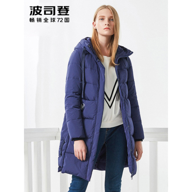 波司登BOSIDENG女士冬季常规款中长款冬装时尚连帽运动保暖羽绒服 女B70141010