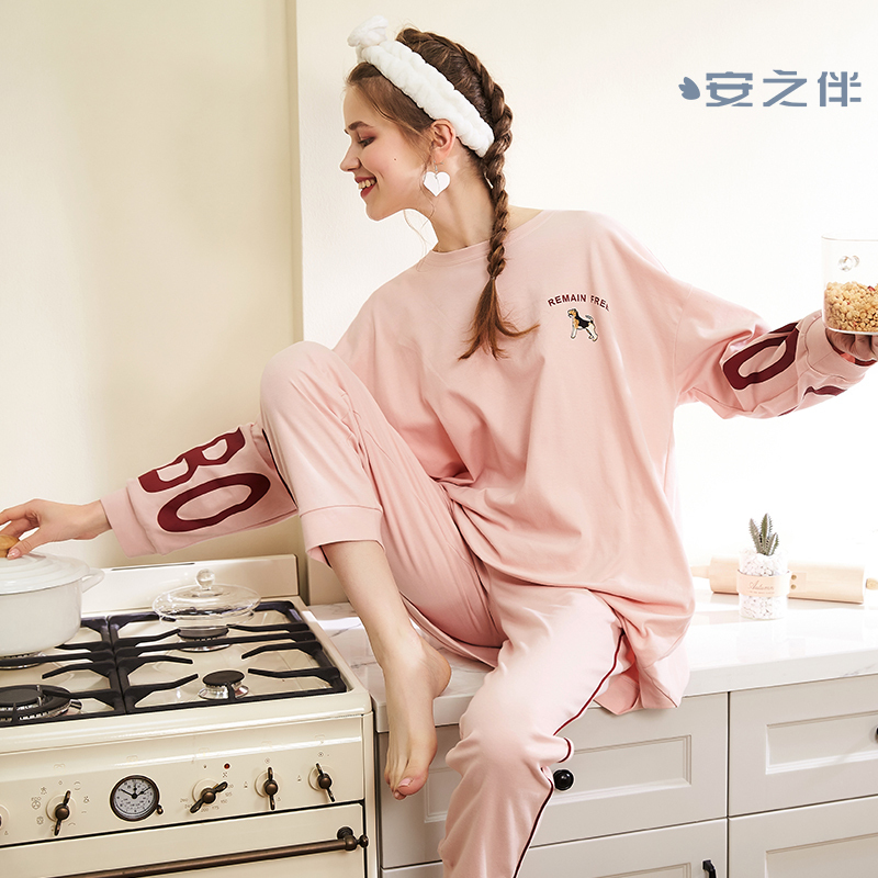 针织优质韩尔棉素色长袖女套装